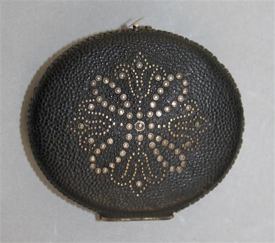 An 18th century oval shagreen and pique work miniature case, 2in.